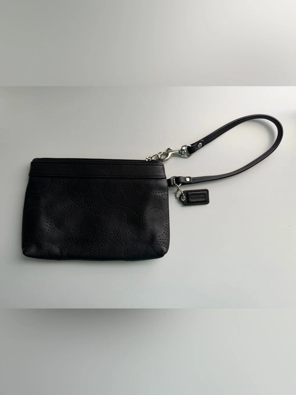 Vintage Coach Signature Perforated Leather Wristlet